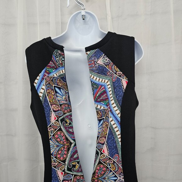 Nicole Miller Dress Black Art Deco Sleeveless Sheath Bodycon L NWT - Picture 8 of 13